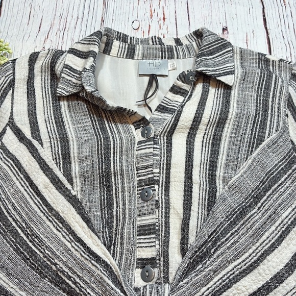 Anthropologie HD in Paris Tie Waist Shirt Linen Blend Dress sz 2 - Picture 2 of 7